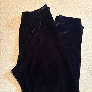 Vintage Elegant Black Velour Straight Leg Pants